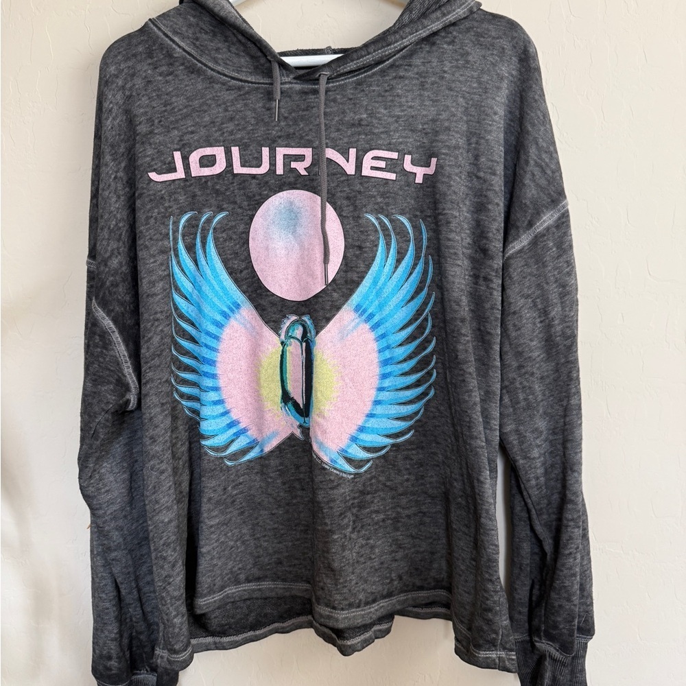 Vinyl Icons JOURNEY Gray Graphic Hoodie Colorful Burnout Plus Size Band Tee